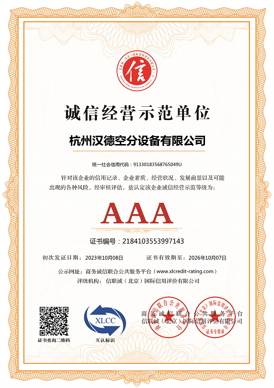 诚信经营示范单位