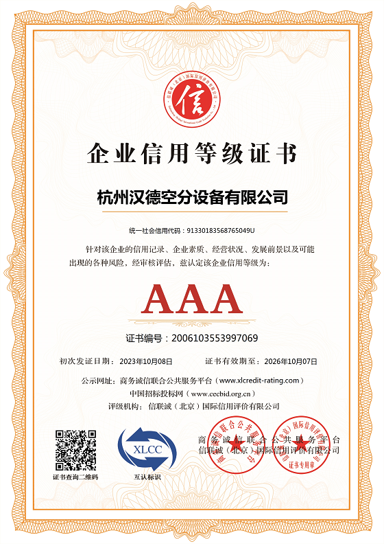 企业信用等级证书